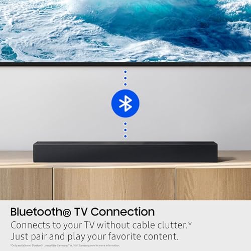 Image of Samsung HW-B400F Soundbar for TV, 2.0 Channel with Built-in Woofer, Voice Enhance, Bluetooth, HDMI ARC, Compact Sound Bar for Smart TV