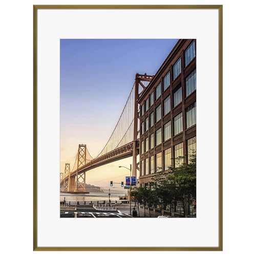 Frametory 14x18 Aluminum Picture Frame with Mat for 11x14 Photo, Bronze