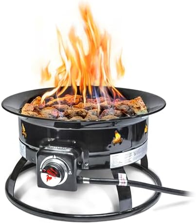 Outland Living Firebowl, Smokeless Fire Pit, Round Outdoor Portable Propane Gas Fire Pit, 19-inch Diameter 58,000 Btu, 823 Standard Black Perfect for Outside Use