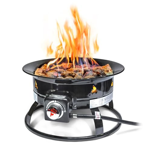 Outland Living Portable Propaneee Fire Pit, 19-inch, 58,000 BTU Smokeless Gas Firebowl | Perfect for Camping, Patio, Backyard, Tailgating, Deck, RV| Black 823 Standard