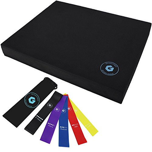Gillsun Fitness Balance Pad with a Set of Resistance Loop Bands - Perfect for Injury Rehab, Physical Therapy, Core Training, Standing Desk, and Stability Exercises (Large 16