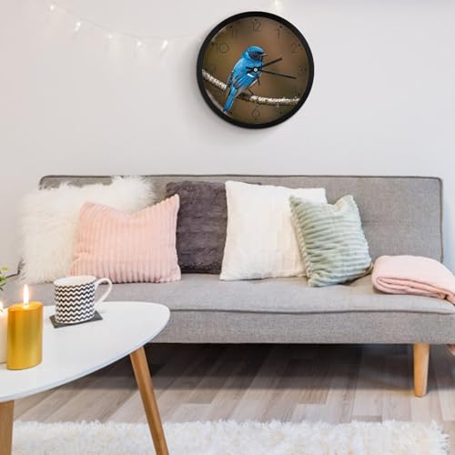 Horloge murale à chiffres imprimé oiseau bleu grand format - 6