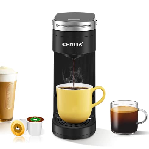 Chulux Single Serve Coffee Maker, Mini Coffee Machine Single Cup Coffee Maker For K Cup Ground Coffee Tea, All In One Simply Coffee Maker 5-12Oz, Fast Brewing Fit Travel Mug Kcup Pod Coffee Brewer #TOP18