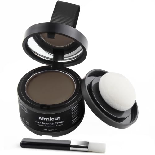 Afmicat Hairline Powder, Root Touch Up Powder for Gray Hair, Medium Brown