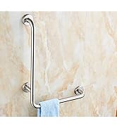 Matte Surface Stainless Steel L-Shaped Grab Bar,Balance Non-Slip Bathroom Handrail,Bathtub Wall M...