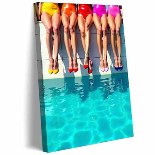 Vibrant Swimsuit Wall Art Colorful Poolside Canvas Print Summer Vibes