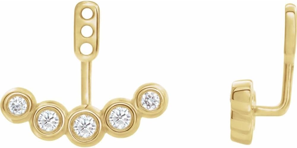 14k Yellow Gold Diamond Curved Front-Back Earrings Jackets Fine Jewelry For Women Gifts For Her (Mounting Only, Not All Stones Included, 1/4 cttw, G-H, I1)