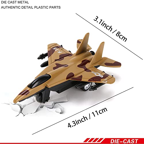 4 Pack: Diecast Fighter Jets Pullback Airplane Military Plane Toys Army Air Force Party Favors Kids Playset And Durable Die-Cast Metal Miniature Aircraft Models For Imaginative Play #TOP3