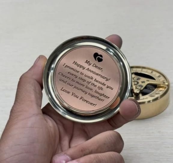 Brújula de Sol Personalizada en Latón Grabada 'My Dear' miniatura 2