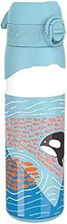 Ion8 Leak Proof Slim Water Bottle, Stainless Steel, Big Whale, 600ml (20oz)