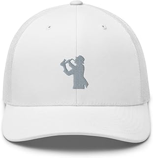 Jazz Trucker hat, Embroidered Unisex hat, Jazz Hats for Men, for Women, Jazz Gifts. White