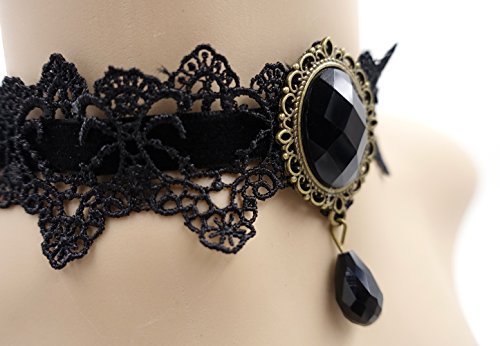 Eternity J. Retro Handmade Craft Lace Royal Court Vampire Choker Gothic Necklace Bracelet Black Pendant Chain #TOP3