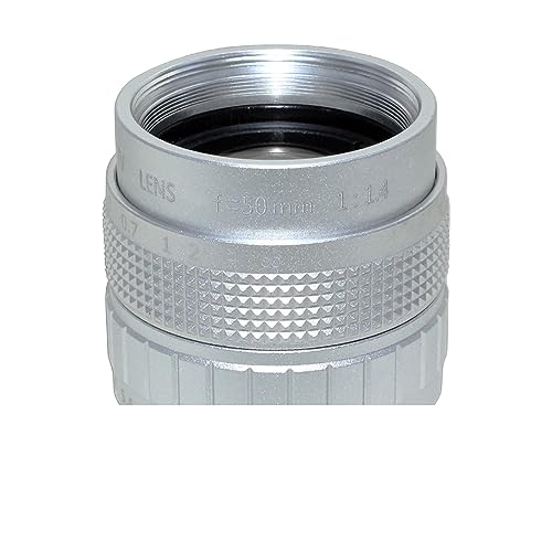 Soczewka Mikroskopu, Obiektyw HD 50mm Obiektyw stałoogniskowy F1.4 2/3 "CCTV C Mount TV FA Obiektyw Ręczny obiektyw powiększający do przemysłowej kamery z mikroskopem wideo - srebrzysty(50mm M3-M4)