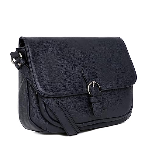 Sac porté travers en cuir marine Hexagona une finition haut de gamme