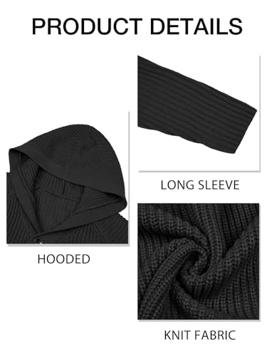 Esobo Mens Long Hooded Cardigan Button Up Knit Sweater Long Sleeve Cardigan Sweaters with Pockets4