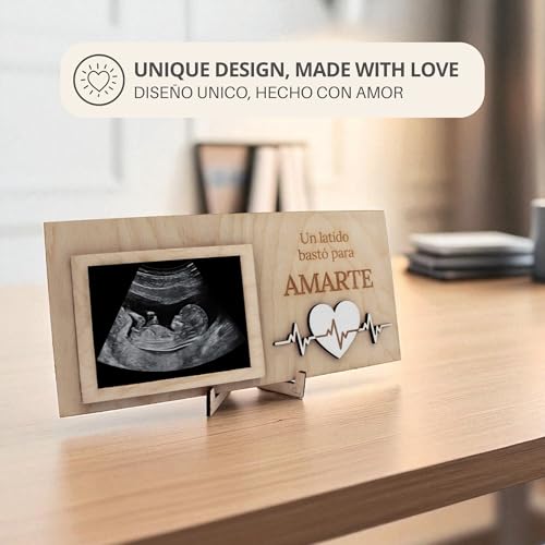 Miniatura 5 de Ayurvana Marco Ecografía Bebé Personalizado Recuerdo En Madera Con Con Soporte De Pie 6 Tarjetas De Hitos