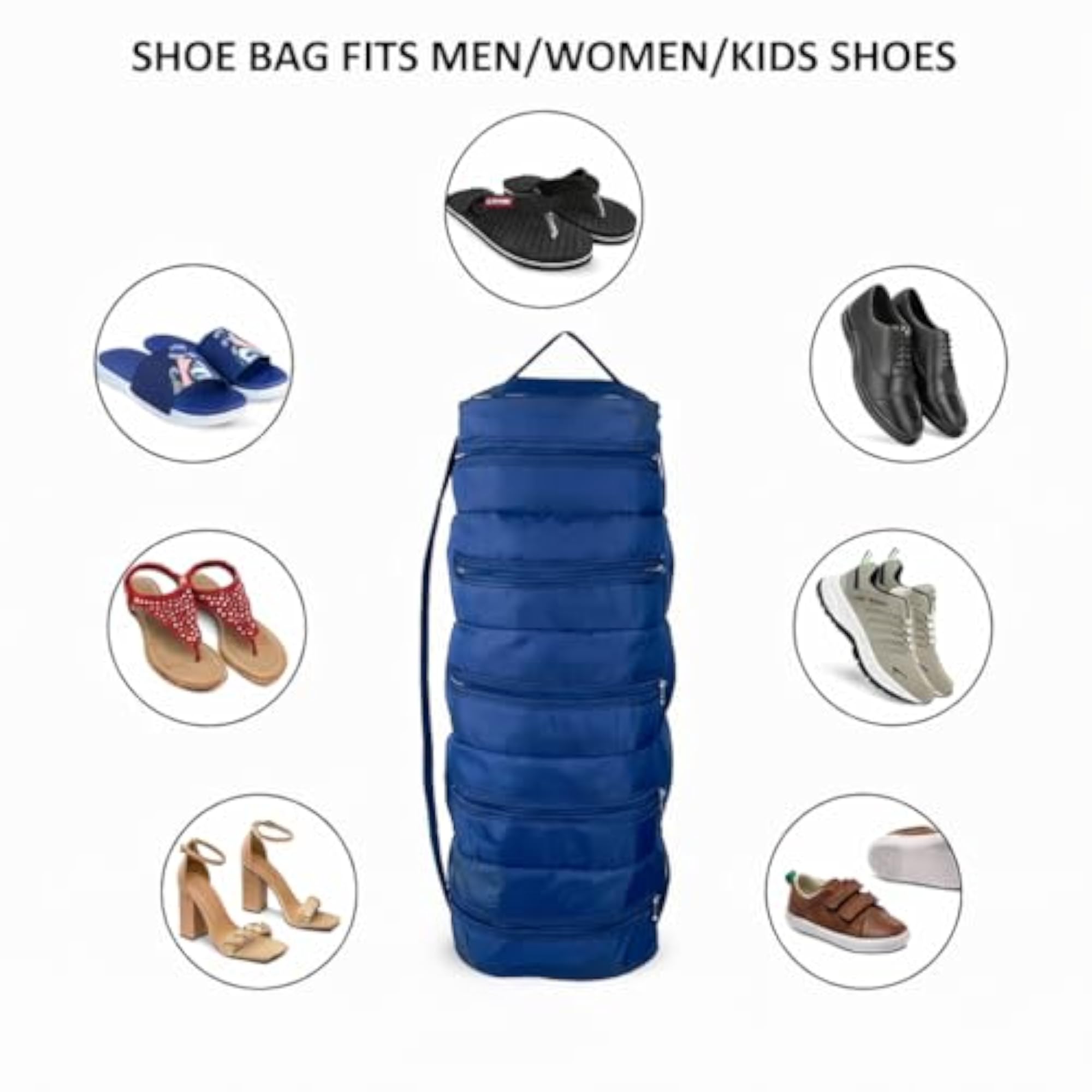 5-Pocket Shoe Organizer Bag for Travel, Foldable Polyester Cover