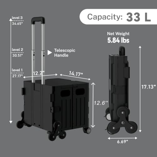 COZYLIA Foldable Shopping Cart: Plastic Stair Climbing Cart & Rolling Crate by COZYLIA - Used condition - Image 6