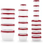 Rubbermaid Vented Lys BPA Contenants de stockage d'aliments en plastique libre, ensemble de 21 (42 Total des pièces), Racer Red & Empilable