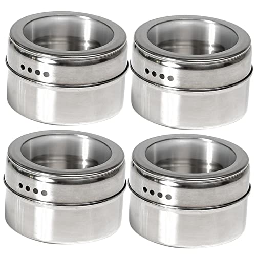 KICHOUSE Stainless Steel Salt Jar Condiment Container Lid Kitchen Seasoning Shaker Set Pepper Dispenser for Family