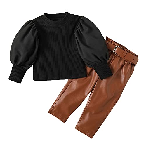 Image of Hopscotch Girls Black Solid Top And Pant Set