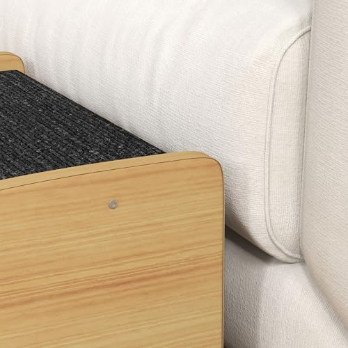 PawHut Hundetreppe 3 Stufen 30 cm Hoch Haustiertreppe mit Seitenwand Hunderampe für Kleine Hunde Katzentreppe Einstiegshilfe für Bett, Sofa, Couch und Auto Eiche