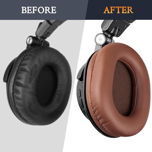 Image of SOULWIT Earpads Replacement for Audio Technica ATH M50X M50XBT M50RD M40X M30X M20X MSR7 SX1 Monitor Headphones, Ear Pads Cushions with Softer Protein Leather, High-Density Memory Foam - Coffee