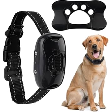 Coleira Adestramento, Coleira Anti Latido, Coleira de Choque, Apito para Cachorros Anti Latido, Aparelho Anti Latido, Oleira Adestramento Recarregável Anti Latido (Preto)