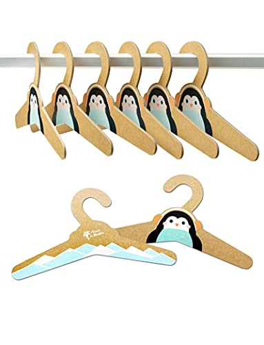 Planet Buddies Kleiderbügel für Kinder, 6er Pack Recyclebarer Karton, Kleiderbügel Altersgruppe 3+, Alternative zum Holzbügel, Kleinkinder Kleiderschränke, Kinderzimmer Zubehör, Pinguin Cover