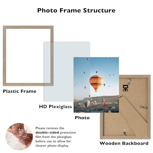 Image of JCJMY 6x7 Picture Frame Rustic Brown for Wall Hanging or Tabletop, Wall Mounting Horizontally or Vertically, 6 x 7 Wall Gallery Poster Photo Frame with Shatter Resistant Plexiglass, Rustic Brown