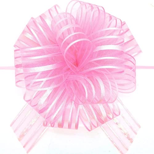UKIYO | 10pc Pink Pull Bows Gift Knot Ribbon Strings for Christmas Decoration, Gift Wrapping, Glittering Colors(Width-32mm)