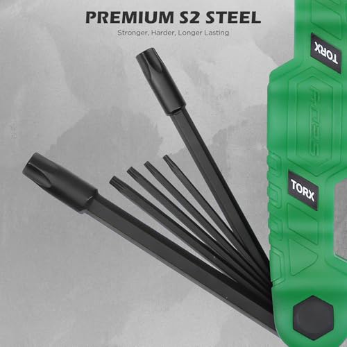 11-Piece Large Folding Torx Key Set (T9–T55), Heavy Duty Folding Star Wrench Set, Portable Tool for Archery, Bike Repair, Furniture, and Basic Home Maintenance