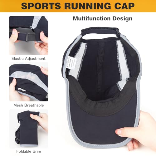 Image of 2 Pack Foldable Baseball Caps for Men and Women, Running Cap Sports Hat | UPF 50+ Sun Protection, Quick Dry and Portable
