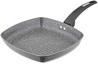 Tower T80336 Cerastone Induction Grill Pan, Non Stick Ceramic Coating, Easy to Clean, Dishwasher Safe, Graphite, 25 cm