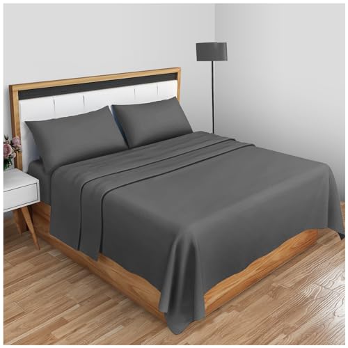 GC GAVENO CAVAILIA Super Soft Plain Dyed Diamond Flat Sheet [ Double - Charcoal ]