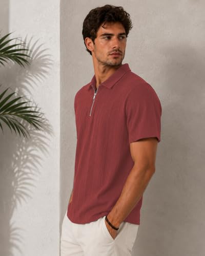 Image of TAGDO Men's Chain Jacquard Polo T Shirt | Half Sleeve | Comfortable Fit Wear | Stylish Casual Look | Breathable Feel |Modern Style | Easy Movement | Everyday Wear (Polo)