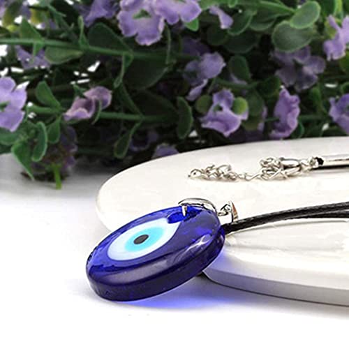 unknows Evil Eye Pendant Necklace Resin Leather Rope Chain Turkish Protect Lucky Necklace for Women Men Gifts blue eye necklace silver