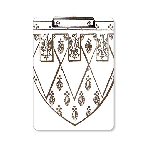 Carpeta portapapeles con ilustración de plumas barroco en blanco y negro, tamaño A4