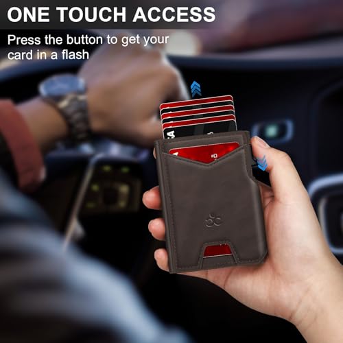 Image of Wallet for Men Wallet with Slim Pop Up Card Holder 9-13 Cards, Bifold Minimalist Smart Wallet RFID Blocking Credit Card Holder with ID Window & Stretchable Cash Slot Compact Metal Aluminum Card Case