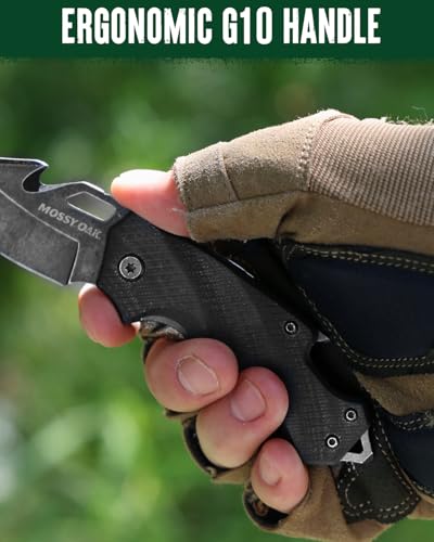 mossy oak mini folding pocket knife stainless steel drop point blade - edc multi-tool with bottle opener and glass breaker