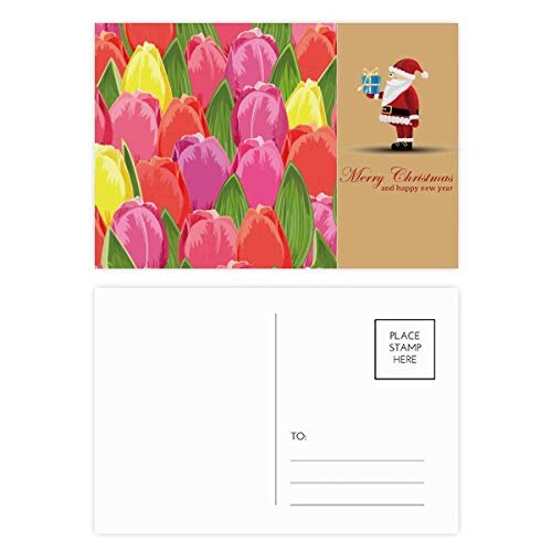 Cartes postales aquarelles tulipes et Père Noël idéales pour accompagner vos cadeaux