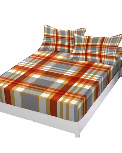 Fitted Sheet Set for Full Size Bed Modern Buffalo Checker