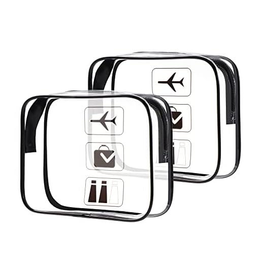 Oderra 2 Piezas Bolsa Transparente Avion, Neceser Transparente Viaje Avion, PVC Impermeable Bolsa Avion para Llevar Líquidos, para Mujeres y Hombres
