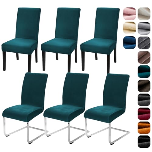 Alishomtll Lot de 6 housses de chaise en velours extensible, housses de chaise en velours/velour, chaise à bascule, housses élastiques, chaises lavables,...