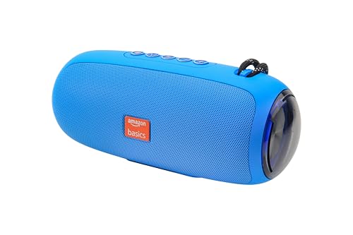 Image of (Refurbished) Amazon Basics B10 10W RMS Bluetooth Speaker with 2000 mAh Battery | Up to 8 hrs of playback | RGB | Bluetooth 5.3, AUX in, USB & Micro SD Card Connectivity | Type-C Charging (Blue)