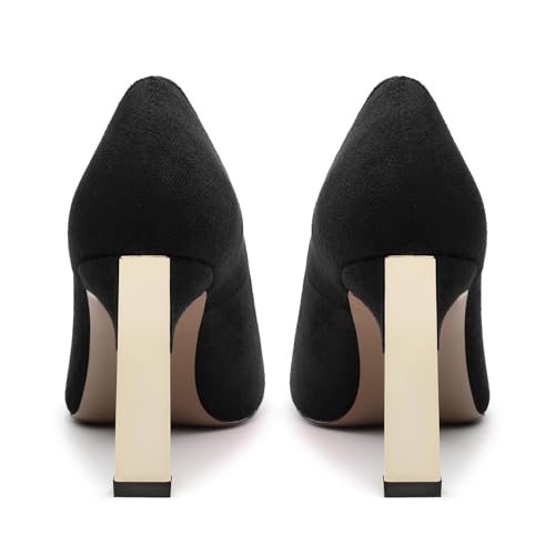 Women's Pumps, Square Toe High Heels, Fashion Patchwork Color Slip On Chunky Heel Shoes for Women4