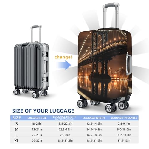Travel Luggage Cover New York Manhattan Bridge Night Suitcase Protector Elastic Washable Stretch Suitcase Protector Anti-Scratch Travel Suitcase Cover Fit 18-32 Inch Luggage2