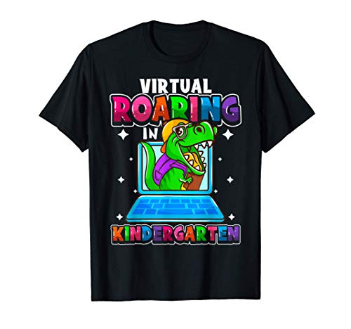 Virtual Roaring In Kindergarten Dinosaur Teacher T-Rex Gift Camiseta