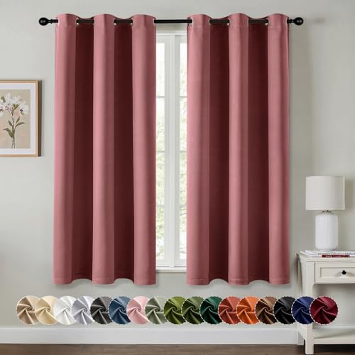 MIULEE Blackout Curtains for Bedroom 2 Panels 40 x 63 Inch Long Dusty Rose