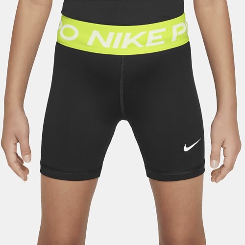 Nike Pro Big Kids' (Girls') Dri-FIT 5" Shorts (Black/Volt/White, FB1081-011) Size Large2